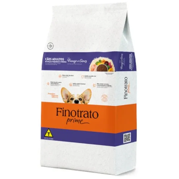 Ração Cães Adultos Finotrato Prime Raças Pequenas E Médias Frango E Arroz 10,1kg (MP)