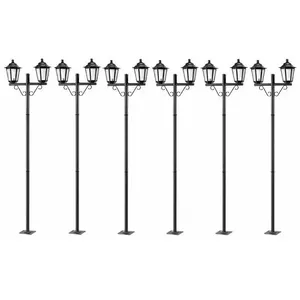 Kit 6 Postes Duplos para Jardim Praça Colonial Preto 1,61m Dital Grega Lente Fosca