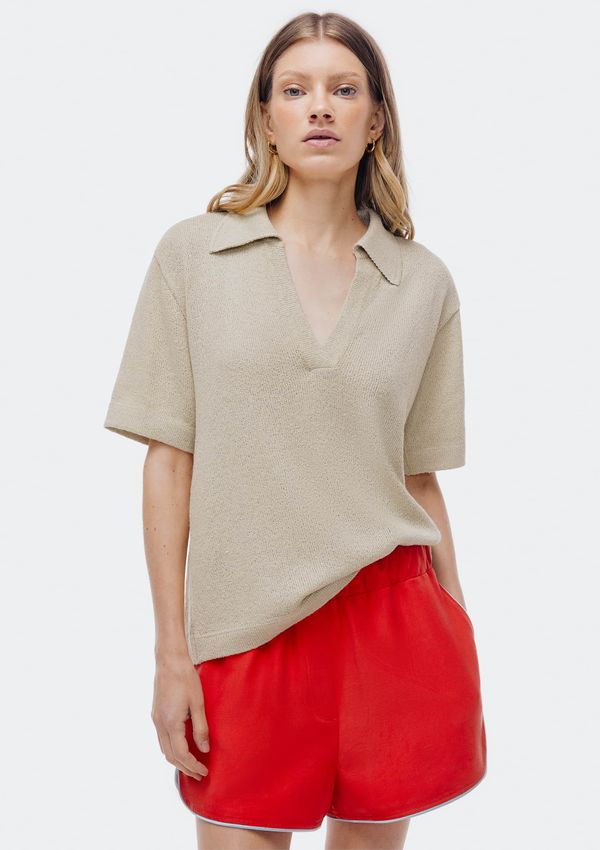 Blusa Polo Feminina Decote V Em Tricô - Verde G
