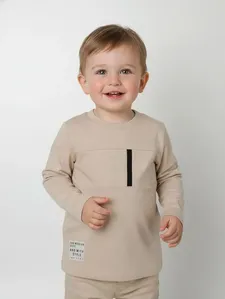 Camiseta Manga Longa Infantil Para Menino - BEGE 1