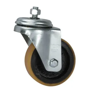 Rodízio Giratório 4" de Poliuretano Laranja com Rosca GLE414PN - SCHIOPPA