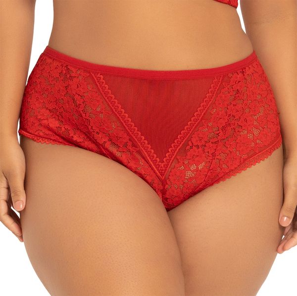Calcinha Larga Em Sensitive Com Renda E Tule Cereja
