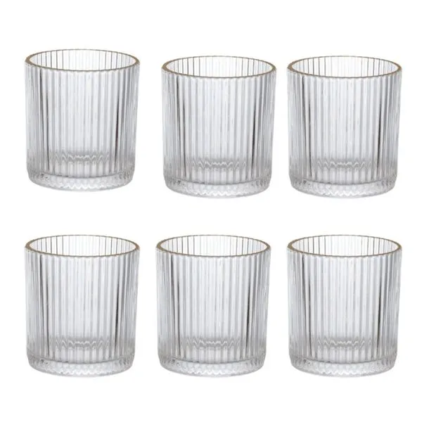 Seis copos para whisky ou drinks com BORDA DOURADA 320ML