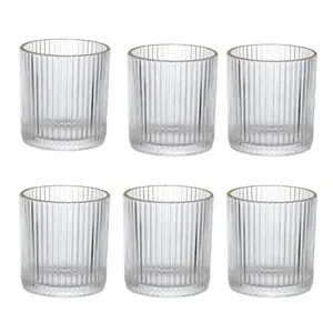 Seis copos para whisky ou drinks com BORDA DOURADA 320ML