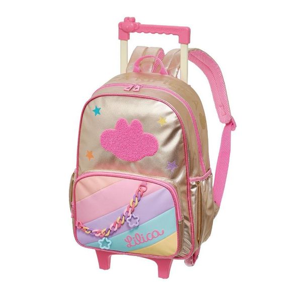 Mochila de Rodinhas Lilica Ripilica Com Alças Golden Rosa Único