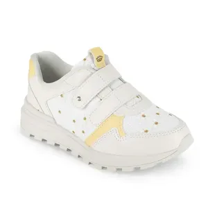 Tênis Pink Cats Feminino Branco Amarelo Fechamento Prático 28