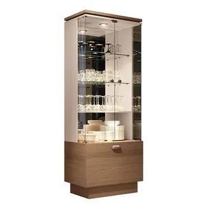 Cristaleira Decorativa Aura G26 com Led Nicho Adega MDP e MDF 70cm Castanho-off White Gran Belo Cristaleira Decorativa Aura G26 com Led Nicho Adega 70cm Castanho-off White Gran Belo