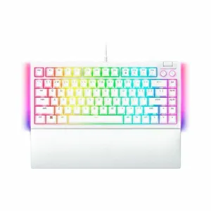 Teclado Mecânico Gamer Razer BlackWidow V4, Chroma RGB, Switch Orange, 75%, Anti-ghosting, US, Branco Único / Branco