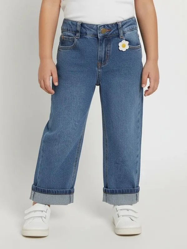 Calça Jeans Wide Leg Flik Infantil Para Bebê- AZUL 2