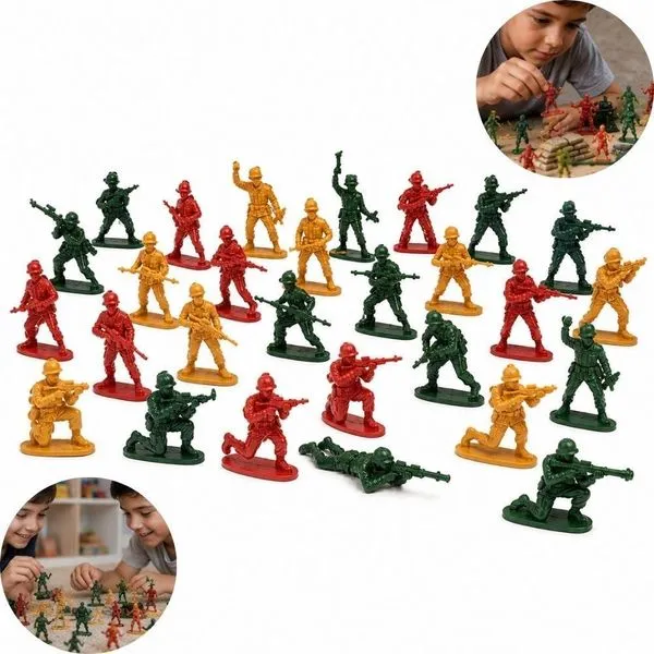 Kit 90 Soldadinhos de Plástico Exército Militar Miniaturas Faz de Conta JR0899 Brinquedo Infantil Kit 90 Soldadinhos de Plástico Exército Militar JR0899 Brinquedo