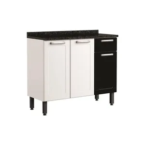 Balcão De Aço Tampo 3 Portas 1 Gaveta Preto Branco Bertolini Branco/preto