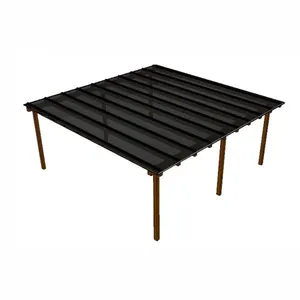 Kit Policarbonato Fume 4mm 6,00m X 6,00m - Perfis Pretos Fumê: 20% De Transmissão De Luz