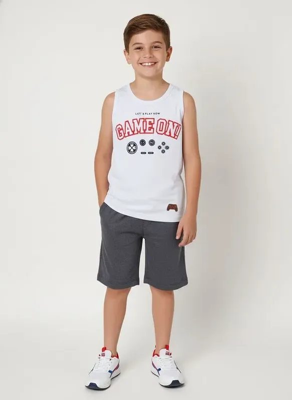 Conjunto Curto Moletinho Infantil Para Menino - BRANCO 4