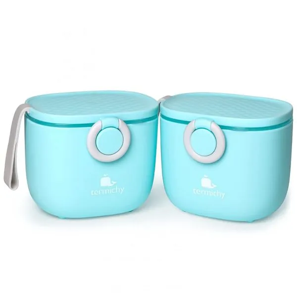 Dispenser Fórmula Bebê Termichy Azul Portátil com Alça e Colher 250g 2un