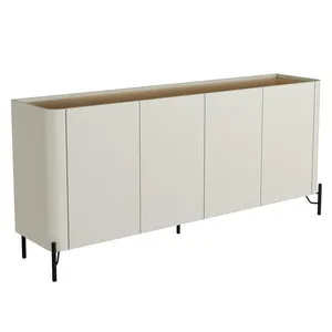 Aparador Buffet Para Sala de Jantar 4 Portas Pés Industrial Preto Naim I03 Luna Louro - Lyam Decor