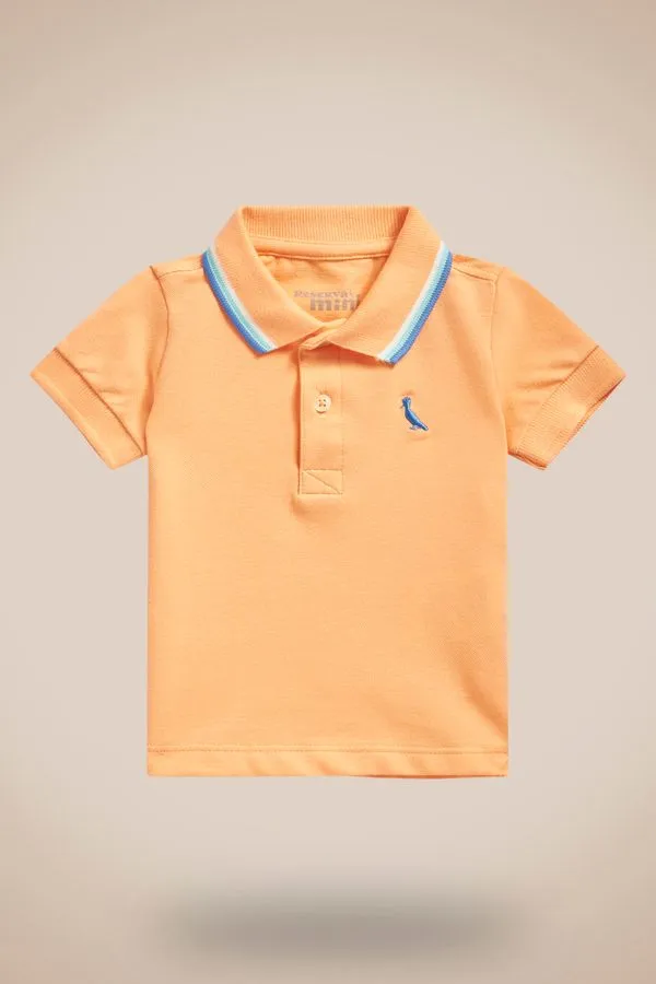 Polo Bb Piquet 3 Frisos Laranja Bergamota - G