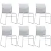 Kit 06 Cadeiras Empilhável Fixa Link F02 Base Aço Cinza Branco - Lyam Decor