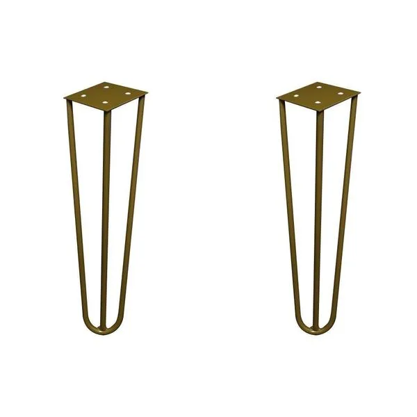 Kit 2 Pés Hairpin Legs de Metal Gran Belo G41 para Rack e Puffs Ferro Maciço 25cm Dourado Kit 2 Pés Hairpin Legs de Metal Gran Belo G41 para Móveis Ferro Maciço 25cm Dourado