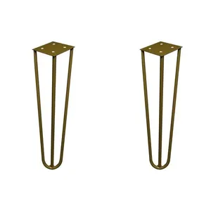 Kit 2 Pés Hairpin Legs de Metal Gran Belo G41 para Rack e Puffs Ferro Maciço 25cm Dourado Kit 2 Pés Hairpin Legs de Metal Gran Belo G41 para Móveis Ferro Maciço 25cm Dourado