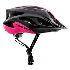 Capacete Para Ciclista Hawk Com Pisca Preto E Rosa G (MP)