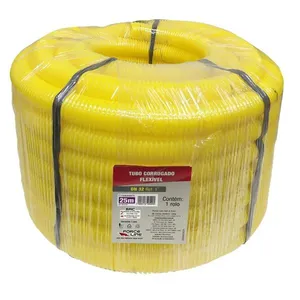 Eletroduto Corrugado Flexível 1" Dn 32 Forceline 25 Metros Amarelo Tubo Corrugado Flexível 1" Dn 32 Rolo Com 25 Metros Amarelo Forceline