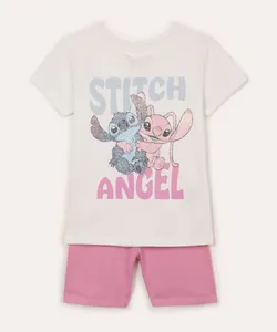 conjunto infantil de algodão stitch e angel off white 6
