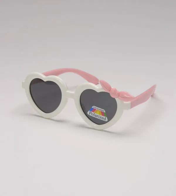Óculos de Sol Infantil Coração com Lacinho Branco