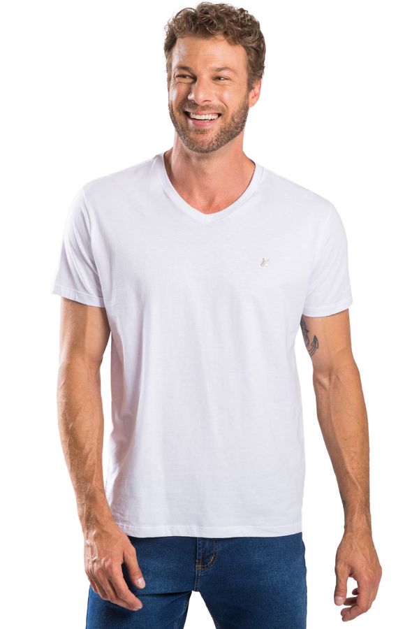 T-Shirt Básica Gola v Premium Pima Branco BRANCO/G