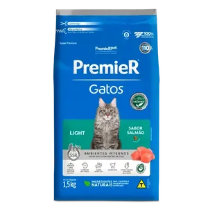 Ração Premier Ambientes Internos Light Gatos Adultos Salmão 1,5 kg