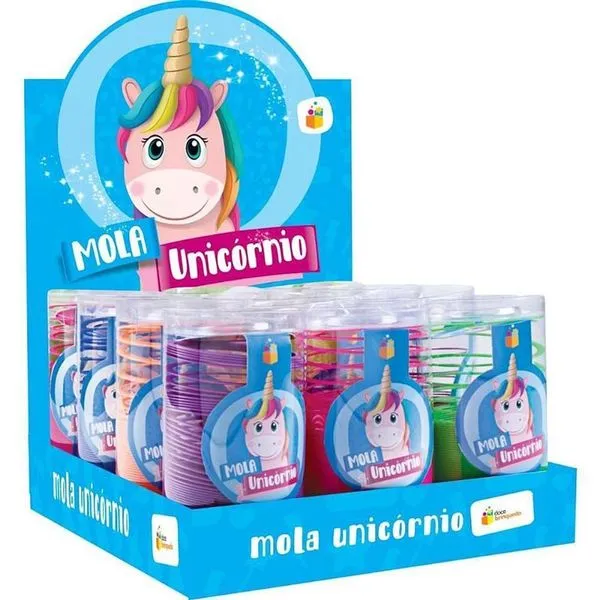Mola Mania Unicórnio Sortidos Pacote com 12 Unidades Rosa Azul Violeta e Amarelo Doce Brinquedo Mola Mania Unicórnio Sortidos Pacote com 12 Unidades Doce Brinquedo
