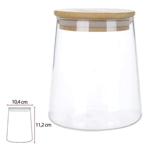Pote De Vidro D&A Borossilicato Transparente Com Tampa De Bambu 650ml (MP)