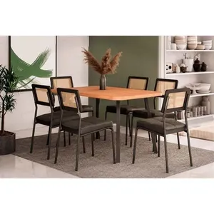 Mesa Sala Jantar Stellar 160cm+ 6 Cadeiras Lux Preto Carraro