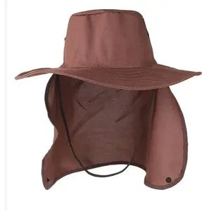 Chapéu Pescador Australiano Boné com Proteção para Cabeça e Pescoço Protetor de Nuca Marrom OEM Chapéu Pescador Australiano Boné com Proteção Solar Protetor de Nuca Marrom OEM