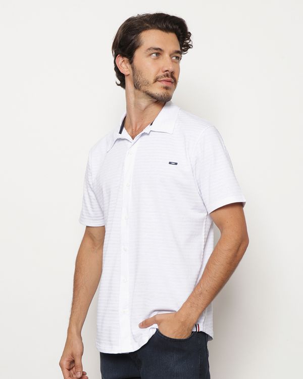 Camisa Masculina Manga Curta Texturizada Branca GG