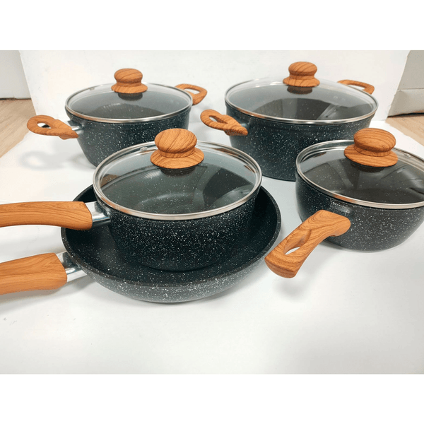 Conjunto de Panelas Casa Ambiente Viena 5 Peças em Cerâmica com Fundo de Indução Antiaderente Black