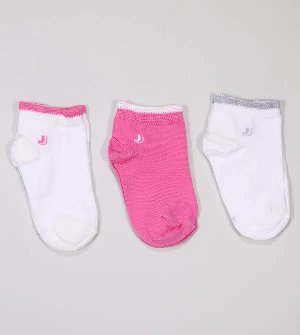 Kit Meia Kids Rosa Cano Médio com 3 Pares Tam. 24 a 35 Rosa - 24 a 29