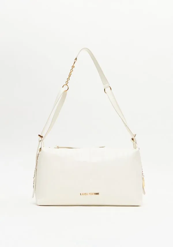 Bolsa Shoulder Couro Com Enfeite Branco U