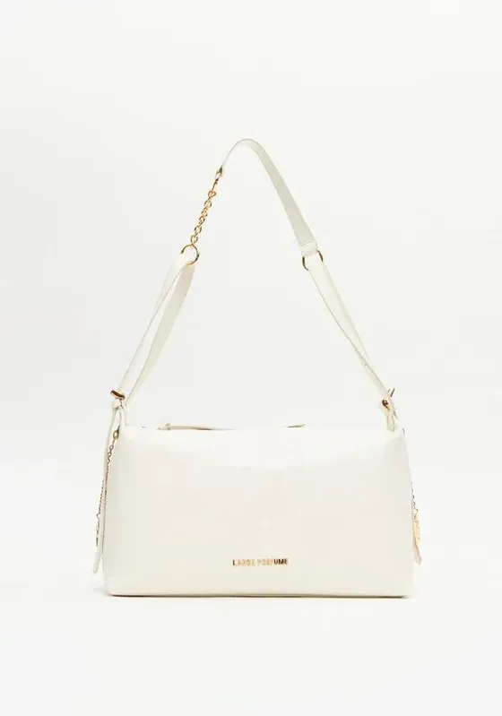 Bolsa Shoulder Couro Com Enfeite Branco U