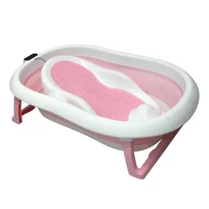 Banheira Baby Happy Premium Baby Dobrável com Termômetro Até 28kg Branco Rosa (MP)