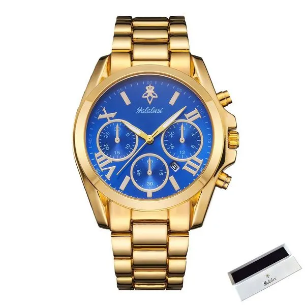 Relógio de Pulso Feminino de Quartzo Analógico e Digital Azul com Removedor de Pulseira e Caixa Sanda Relógio de Pulso Feminino de Quartzo Analógico e Digital Azul com Pano de Polimento Sanda