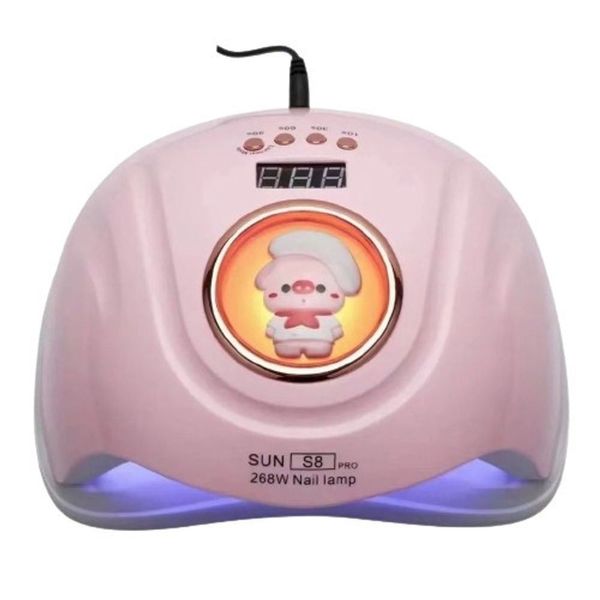 Cabine De Unha Sun S8 Profissional 268w Para Unhas De Gel Led Uv Com Bichinho Bivolt Rosa