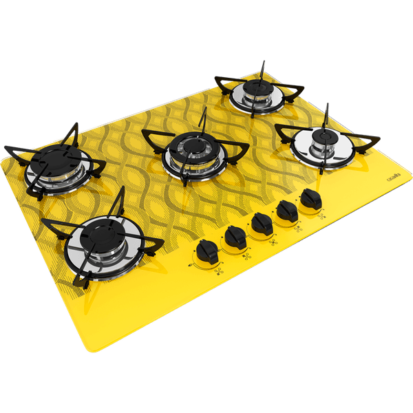 Cooktop Casavitra 5 Bocas Wavy, Tripla Chama, Amarelo - E10E56.534 Bivolt