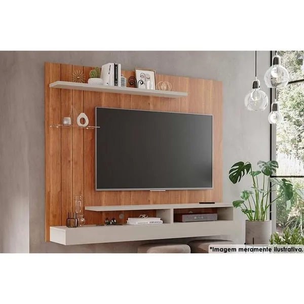 Painel Home p/ TV até 50 Pol Valência Plus 160cm Cinamomo/Off White Permóbili