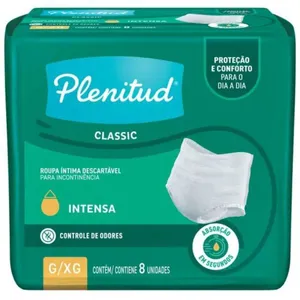 Roupa Íntima Descartável Plenitud Classic G/XG Pacote 8 Unidades
