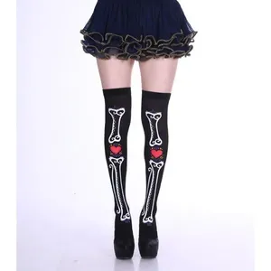 Meia Calça 7-8 Cosplay Halloween 90% Nylon e 10% Spandex Tamanho Único Adulto 1 Par Preto Coração Esqueleto OEM Meia Calça 7-8 Cosplay Halloween 90% Nylon e 10% Spandex Tamanho Único 1 Par Preto Coração Esqueleto