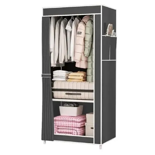 Organizador De Brinquedos E Roupas Armario Guarda Roupa Portatil Sapateira Prateleiras Quarto Toalha Roupa Cama Cinza