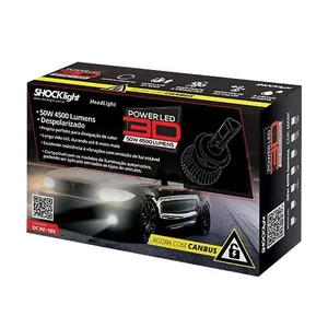 Lâmpada Automotiva LED H7 Par Powerled 3D 6000K 50W 4500LM 12V e 24V Luz Branca Shocklight Lâmpada Automotiva LED H7 Par Powerled 3D 6000K 50W 4500LM 12V e 24V Shocklight