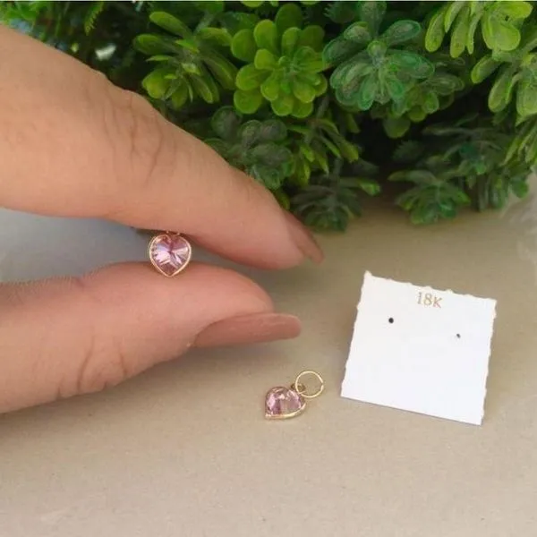 Pingente De Coração Rosa Em Ouro 18k