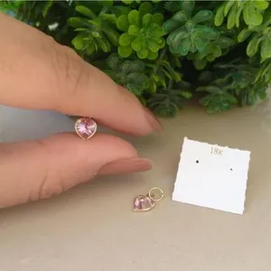 Pingente De Coração Rosa Em Ouro 18k