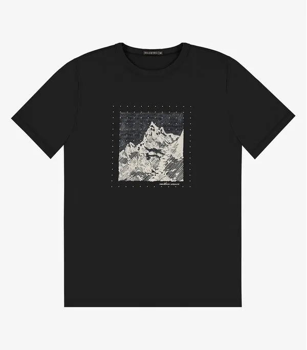 Camiseta Masculina em Meia Malha Diametro Preto P